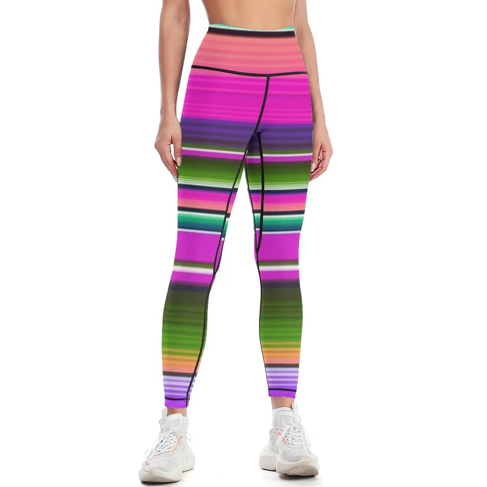 

Mexican Blanket Striped Fiesta Serape Pink Leggings gym wear Pants sport Women sportwear Womens Leggings