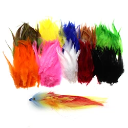 50PCS/Pack Colored Rooster Saddle Hackle Fly Tying Cock Schlappen Feathers for Trout Salmon Bass Saltwater Streamer Flies