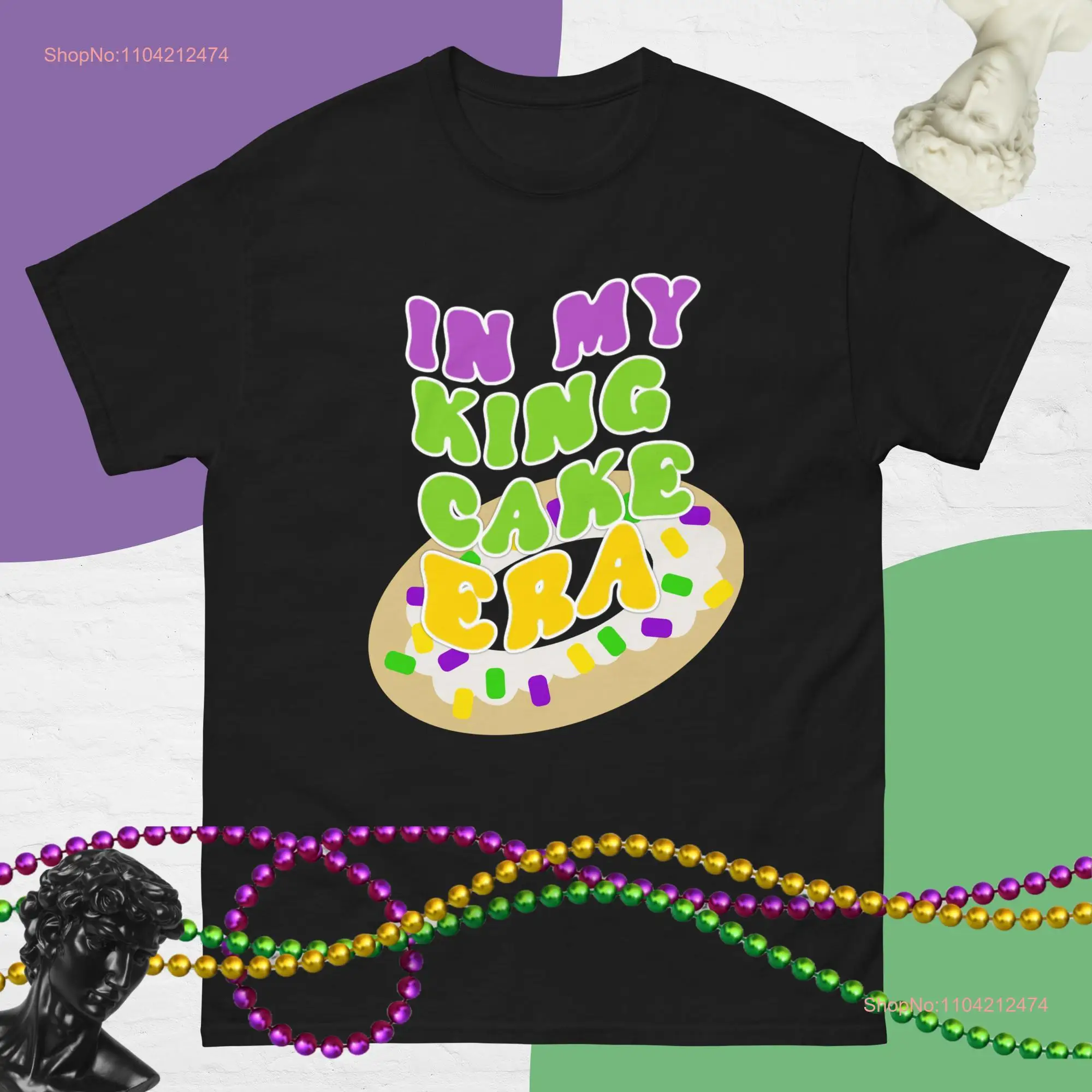 Mardi Gras King Cake Era short sleeve tee Cute Fun Boho Eras shirt long or short sleeves