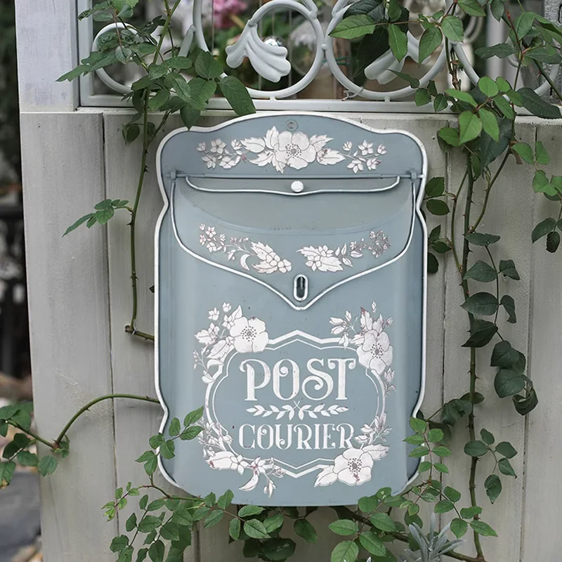 Vintage Retro Floral Wall Mounted Mailbox: European-Inspired Garden Decor - Rainproof & Secure - 10.8” x 3.7