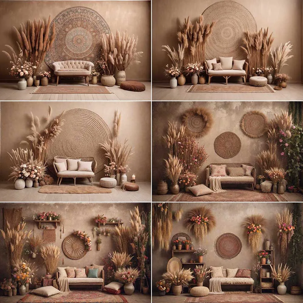 

MOON.QG Boho Anniversary Photography Backdrop Thanksgiving Bohemia Autumn Photozone Background Baby Studio Photocall Accessories