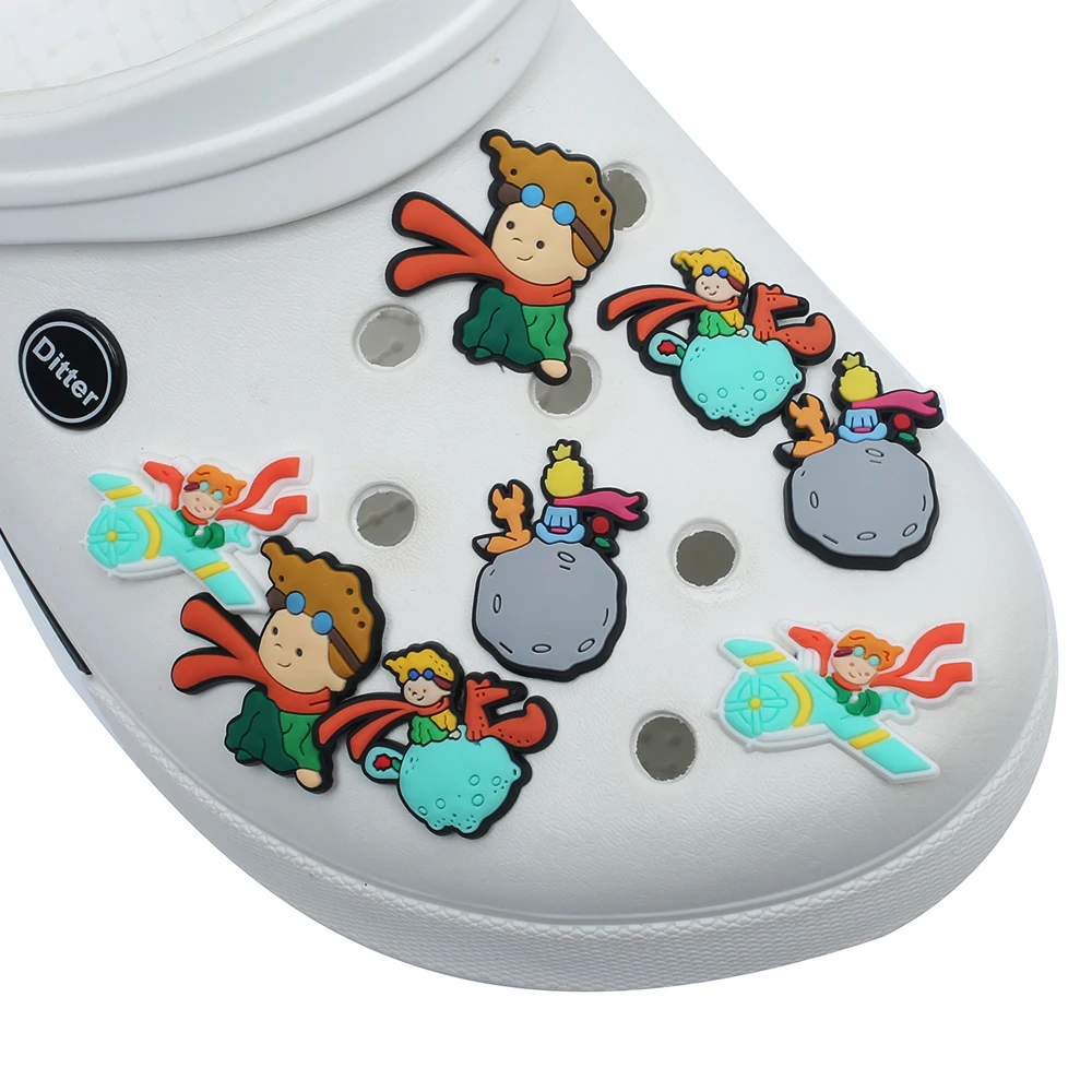 8pcs The Cartoon Prince Shoe Charms For Slides Sandals, PVC Shoe Decoration Accessories For Christmas Birthday Gift Party Favor
