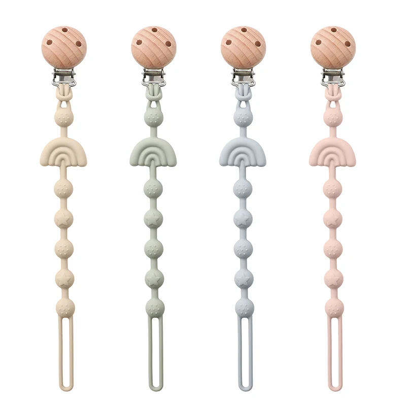 Food Grade Silicone Pacifier clip for Kids Anti-lost Rainbow Nipple Bracket Holder For Nursing Teether Chew Toys Gifts