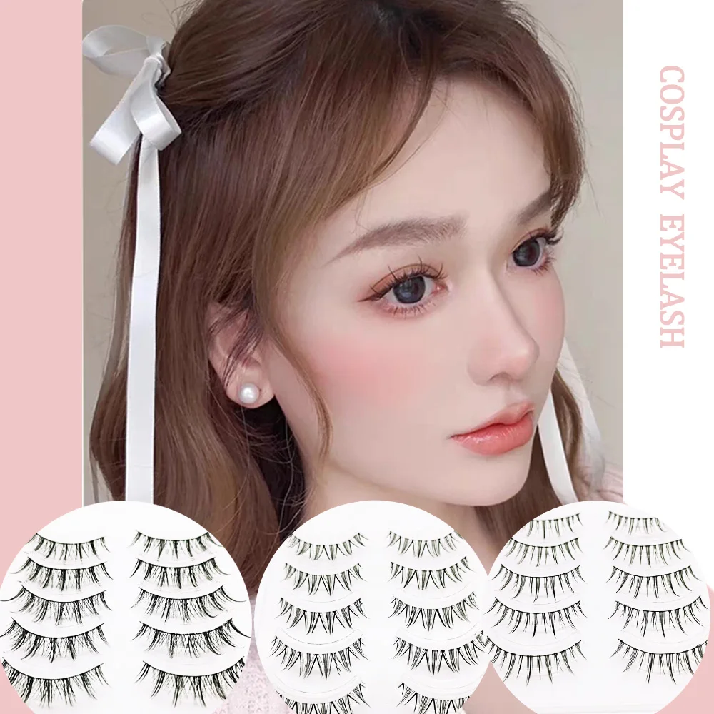 

5pairs False Eyelashes 3D Natural Faux Mink Eyelash Korean Wispy Fluffy Soft Extension Hand Made Silk Fake Lashes Makeup Tools