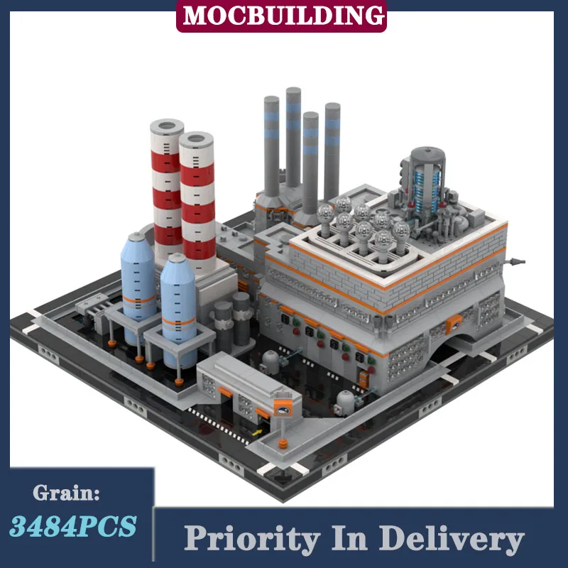 Micropolis Power Plant Building Industrial Model Building Block Assembly MOC Town Cleaning Collection Series Toys