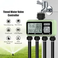 Water Timer 4-outlet Valve Controller Automatic Irrigation System for Garden Lawn Plants IPX5 Waterproof Garden Watering System
