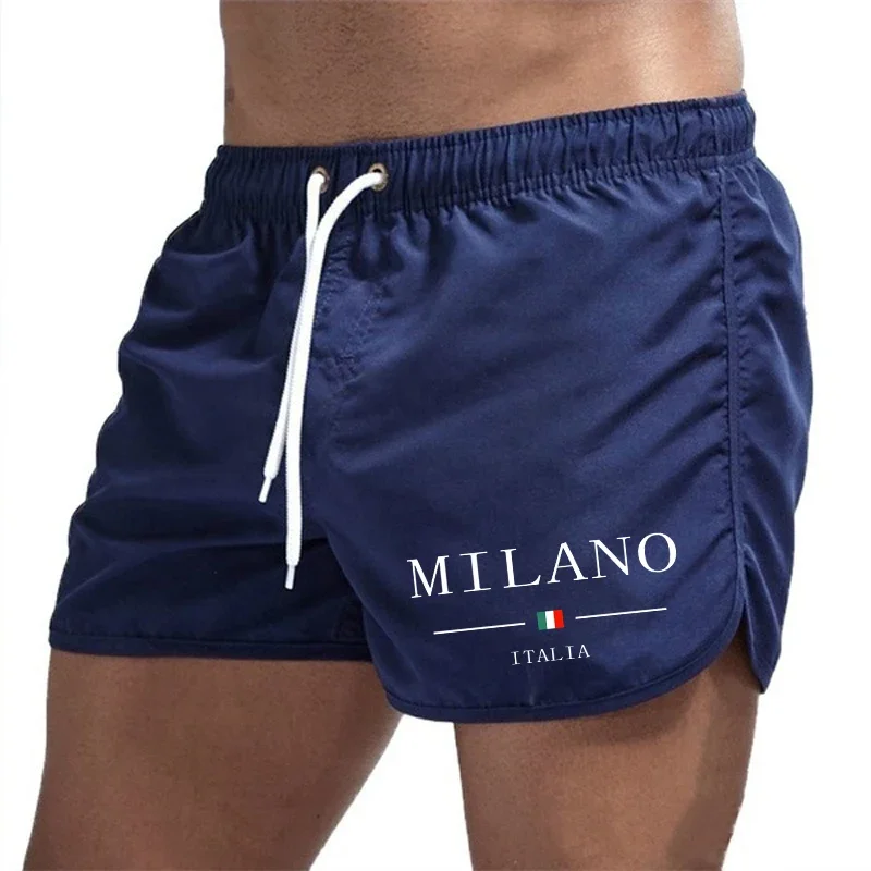 

2026 Summer Men's Beach Shorts Urban Print Beach Trunks Jogging Casual Pants Quick Drying Swimming Homme Surf Shorts