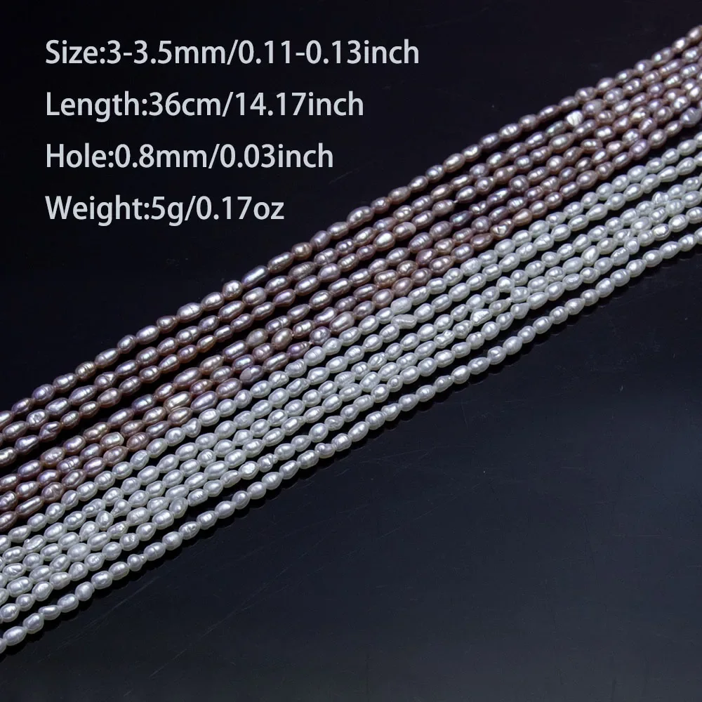 1 ستراند 3-3.5 مللي متر 100% لؤلؤ المياه العذبة الطبيعية الأرز الخرز لونين شبه النهائي المواد صنع عقد دي اي واي سوار