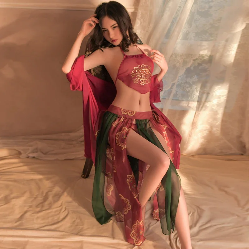 

Китайская Невеста традиционное сексуальное женское нижнее белье шифоновая прозрачная Экзотическая одежда Древняя китайская косплей костюм классические костюмы