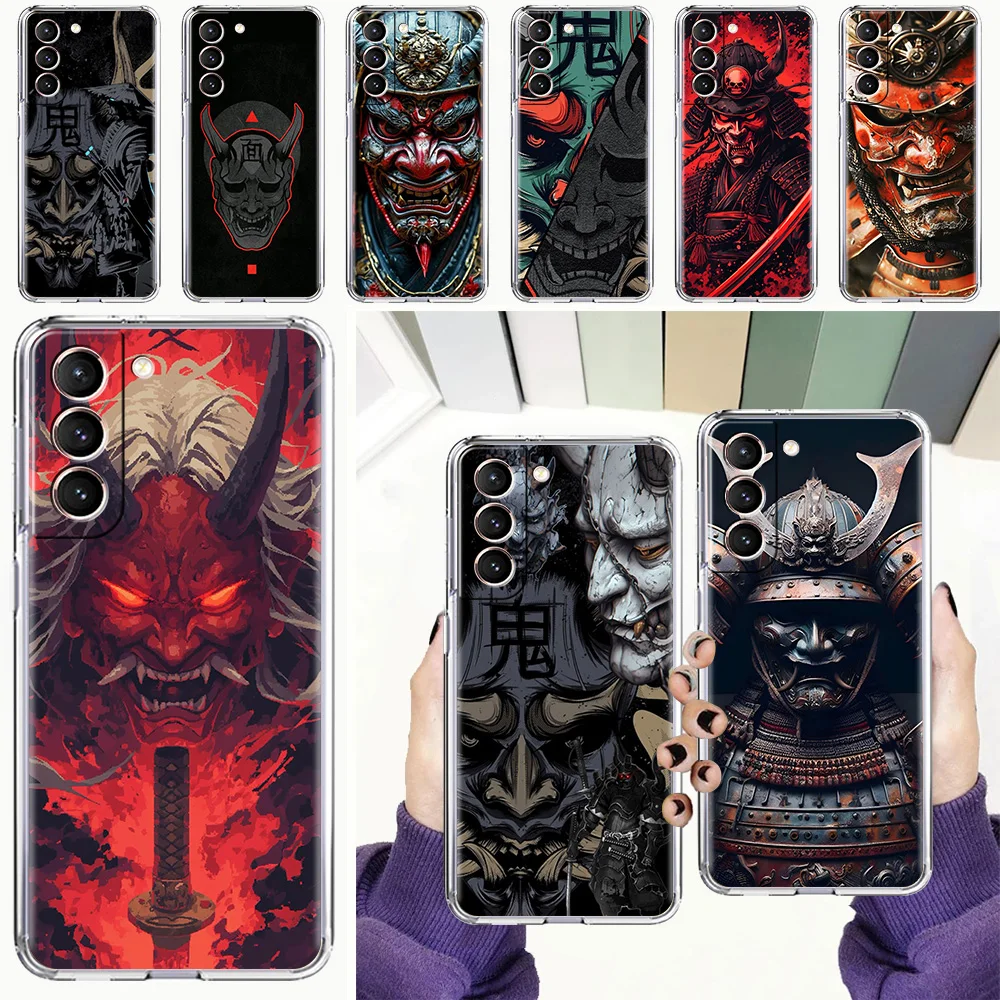 Phone Case For Samsung Galaxy S26 S25 S24 S23 S22 Ultra S20 S21 FE 5G Plus Soft Clear Cover Japan Ghost Face Samurai
