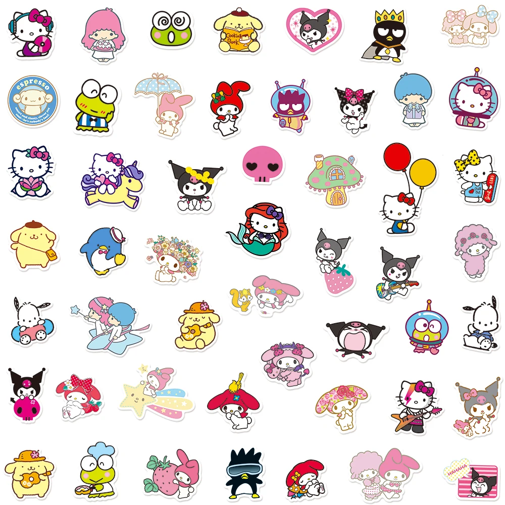 10/50pcs Sanrio Cartoon Kawaii meine Melodie Kuromi Aufkleber für Scrap booking Gepäck Laptop Koffer wasserdicht Aufkleber Aufkleber Spielzeug