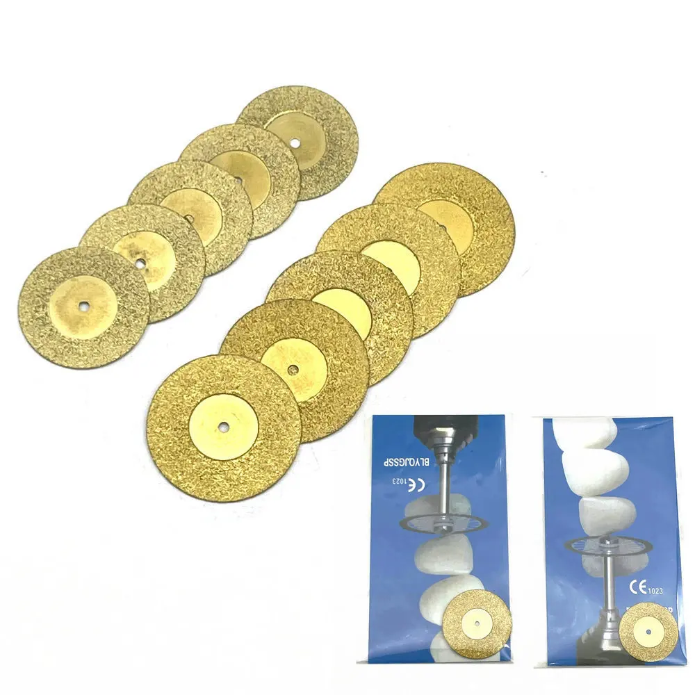 5pcs Dental Diamond Disc Disks Double Sided Grit Cutting Disc Tool Thickness 0.45mm Dental Lab Gold Type