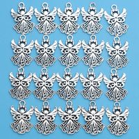 20Pcs Silver Plated Angel Fairy Charms Pendants For Bracelet Jewelry Making DIY Handmade Craft 21x1 4mm