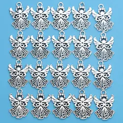 20Pcs Silver Plated Angel Fairy Charms Pendants For Bracelet Jewelry Making DIY Handmade Craft 21x1 4mm