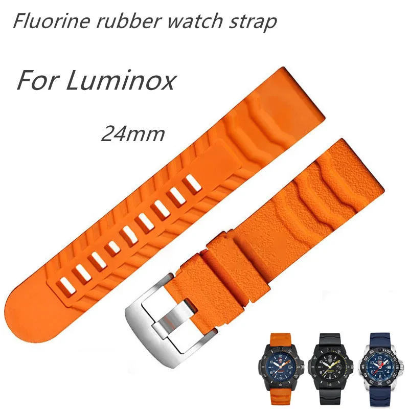 For Luminox XS3749 3789 3741 3745 Men\'s Waterproof Silicone Band Bracelet Watch Accessories 24mm Fluoro Rubber Strap with logo