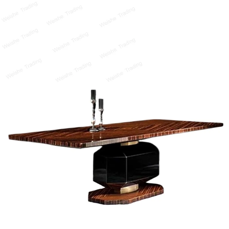American light luxury household long dining table solid wood dining table Italian commercial high-end negotiation table