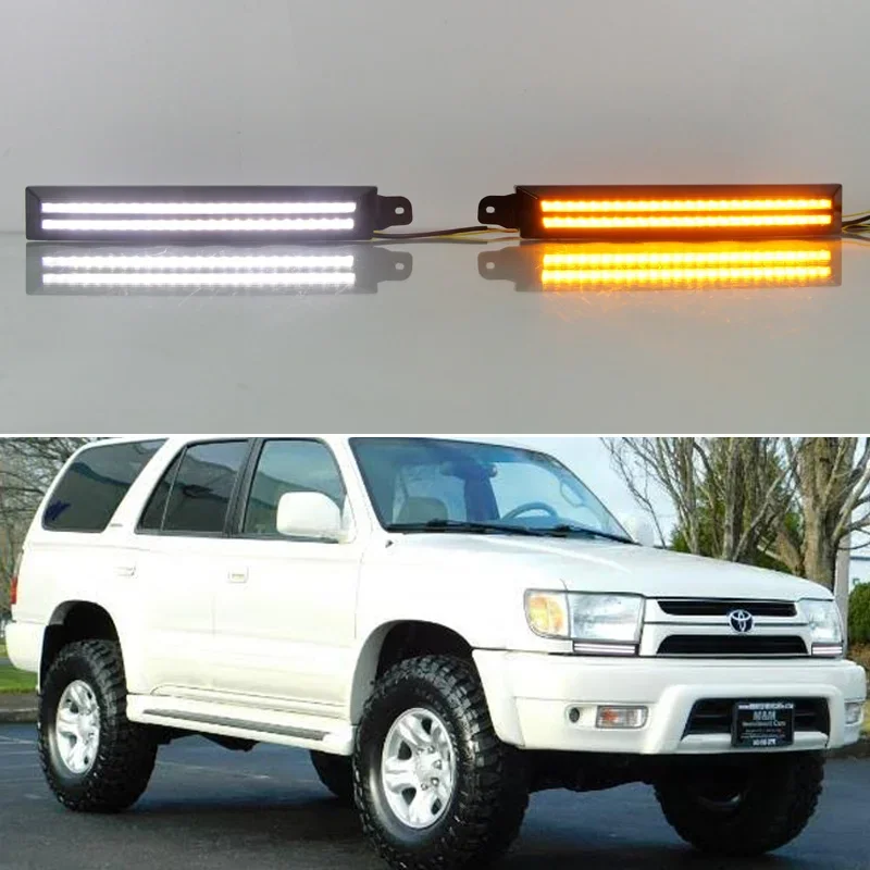 For Toyota 4Runner 1996-2002 Dynamic Turn Signal Waterproof ABS Car DRL 12V LED Daytime Running Light LED Fog Lamp Decoration