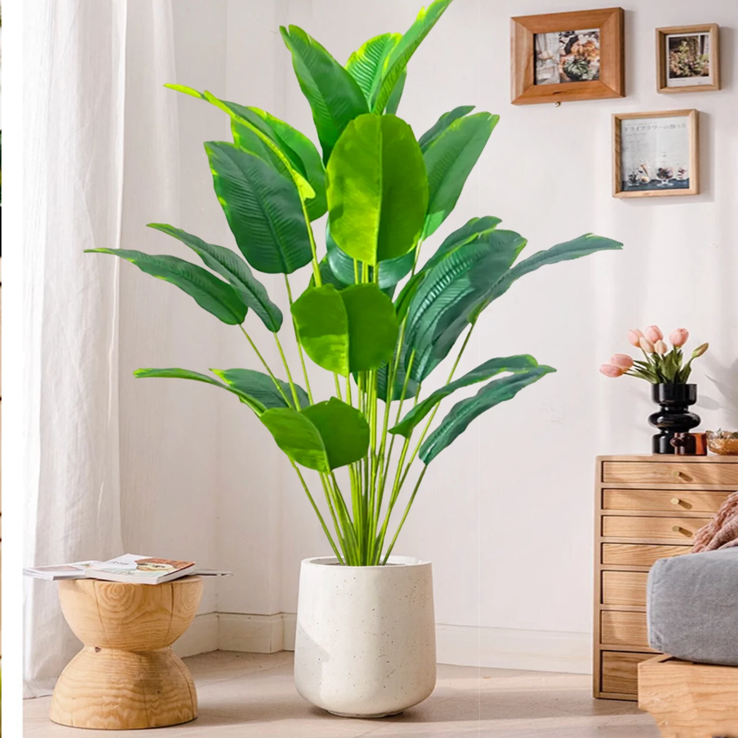 65–125 cm/47,2 Zoll große tropische Palme, gefälschte Bananenpflanzenblätter, fühlt sich echt an, Strelitzia Reginae-Kunststoffpflanze für den Hausgarten – Detail 19