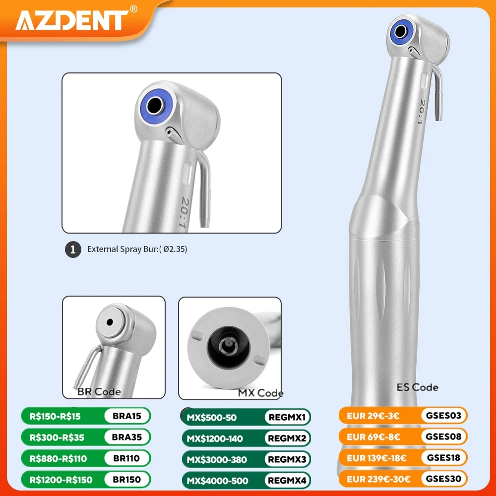 Implant dentystyczny kątnica 20:1 redukcja AZDENT rękojeść o niskiej prędkości przycisk narzędzie stomatologiczne Instrument