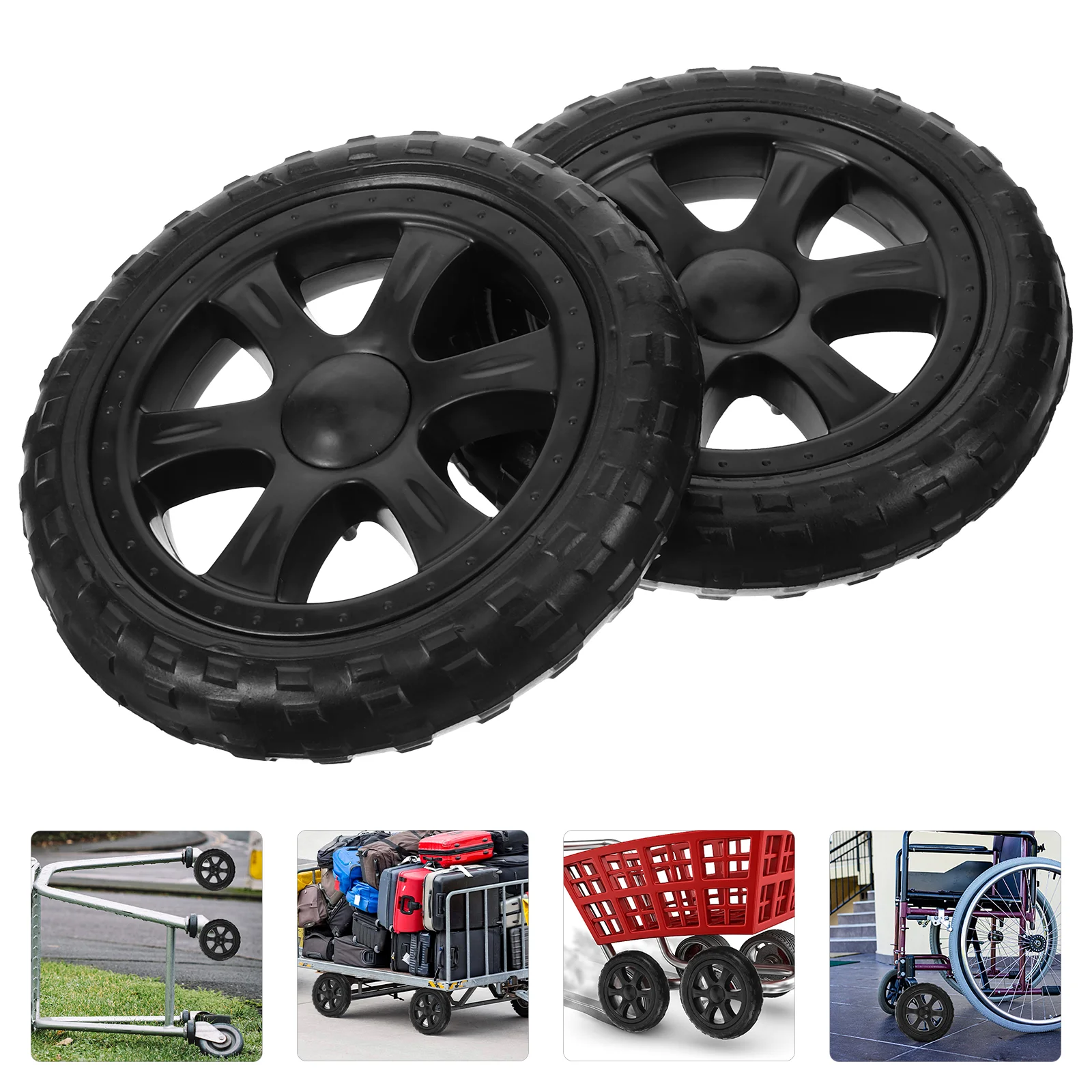 2 Pcs Shopping Cart Wheels Grocery Trolley Rolling Automatic Diapers Basket Collapsible Plastic Millet