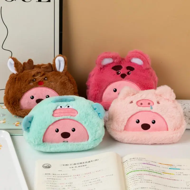 Loopy Plush Bag Kawaii Cross Dressing Beaver Pen Bag Cute Cartoon Storage Bag Portable High-Capacity Makeup Bag Exquisite Gifts