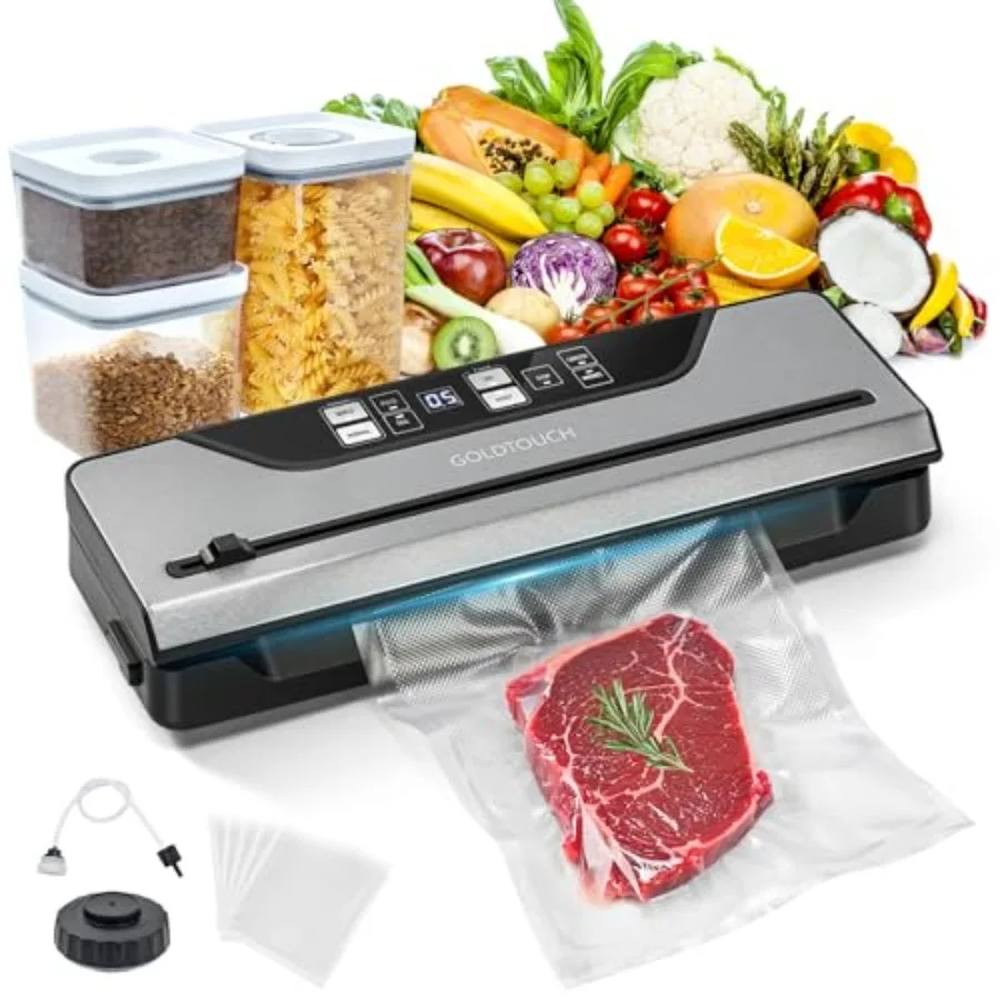 

Vacuum Sealer for Food Electric Mason Jar Vacuum Sealer Machine Digital Display 8 In 1 Simplified Presets With Built in Cutter