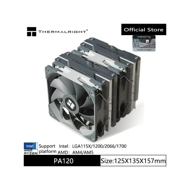 

Thermalright PA120 AGHP 3.0 CPU Radiator 6 Heat pipe Double Towers Double Fans 5V 3PIN ARGB 4PIN PWM CPU Cooler 1700/AM4/AM5