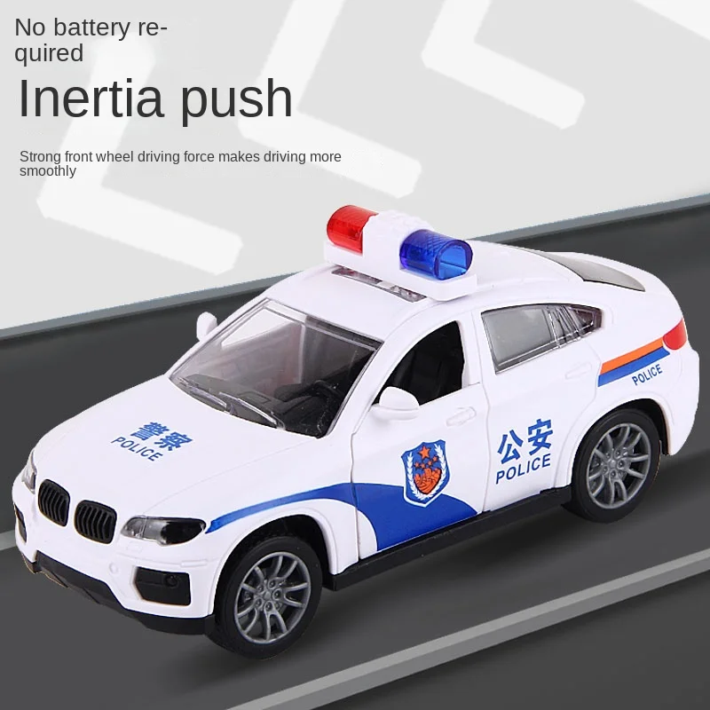 Children\'s Inertia Police Police Car Toy Simulation Police Car 110 Model Boys and Girls Rescue Simulation Car