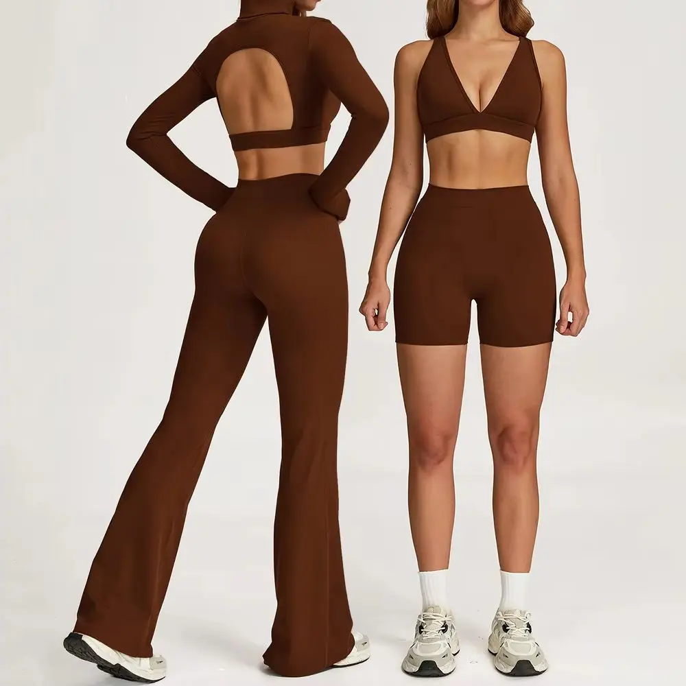 

Новый женский сексуальный комплект из 2 предметов для спортзала с длинными рукавами, женская одежда для йоги, быстросохнущая спортивная одежда, леггинсы для бега, спортивный укороченный топ для женщин