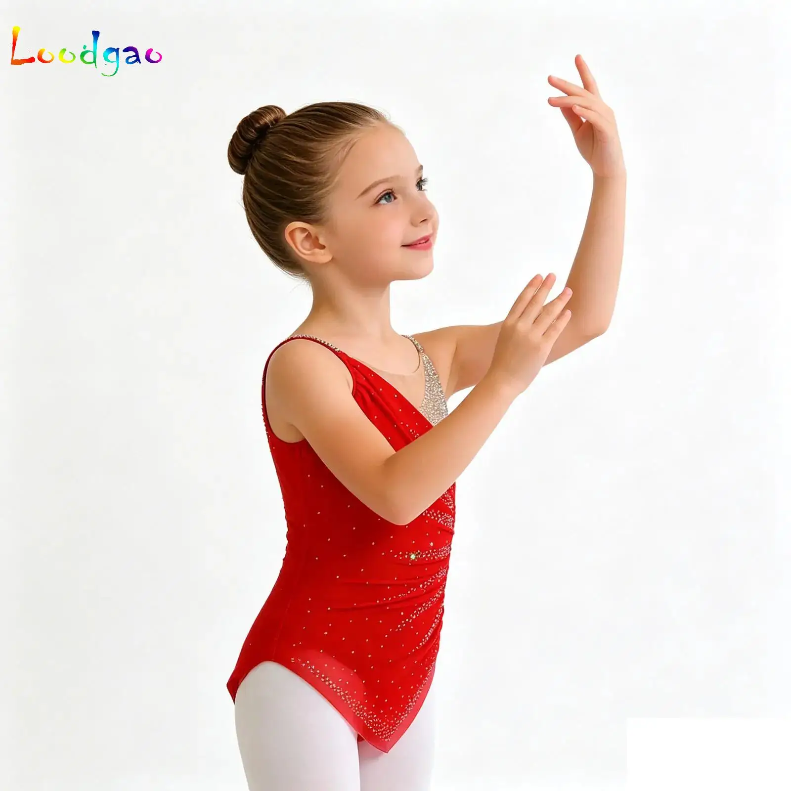 

Kid Girl Sleeveless Fringed Bodysuit Modern Latin Jazz Dance Leotard Dress Rhinestones Acrobatics Gymnastics Performance Clothes