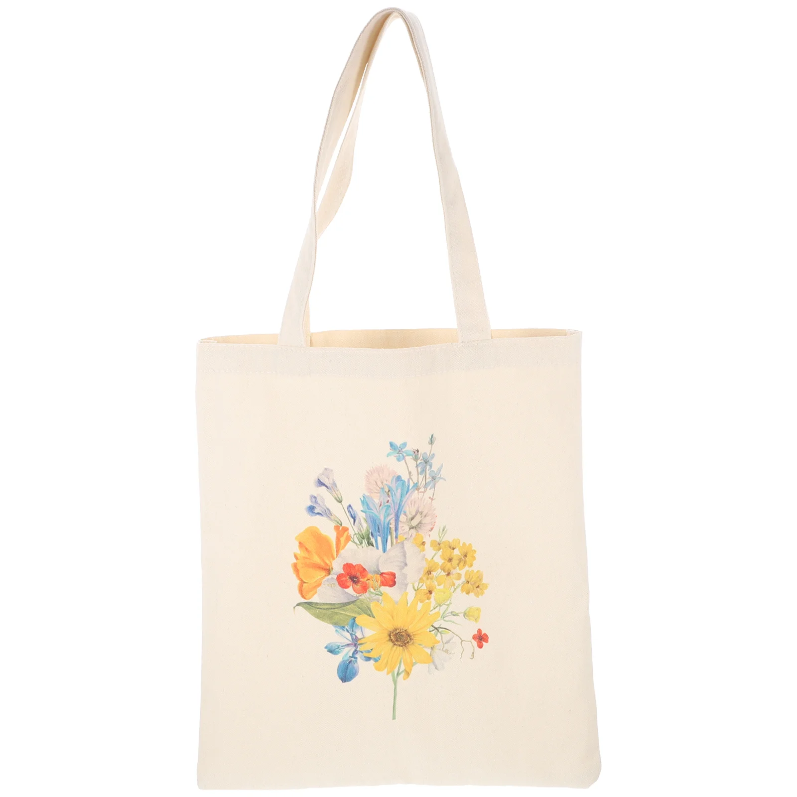 Printed Tote Bag Shoulder Small Canvas Bags Student for Women Flower Printing Miss Purse