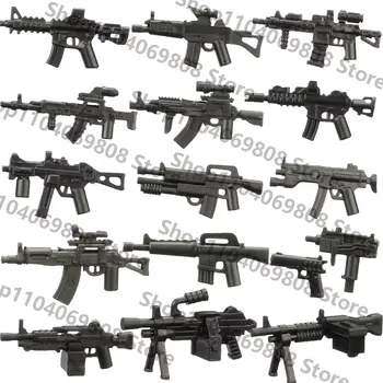 MOC 軍事槍械積木士兵 M16 M4 步槍衝鋒槍美國印花頭盔貝雷帽背心腰帶戰術帽積木 6 最佳銷售 狙擊氣槍 - №4