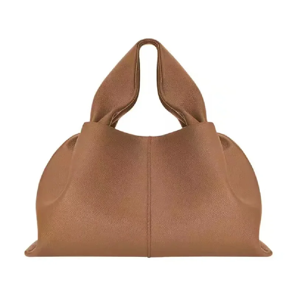 New Ladies Cowhide Simple Dumpling Shape Shoulder Handbag New French Luxury Brand Genuine Leather Cloud Bags For Women With Logo