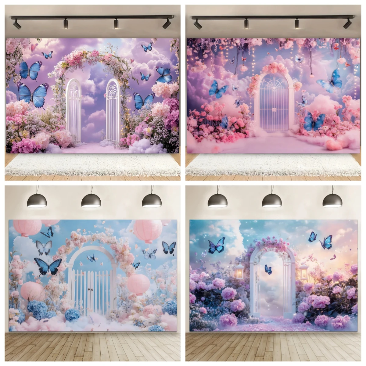 

Enchanted Butterfly Garden Wedding Backdrop Romantic Kids Birthday Portrait Baby Shower Decor Whimsical Photography Background