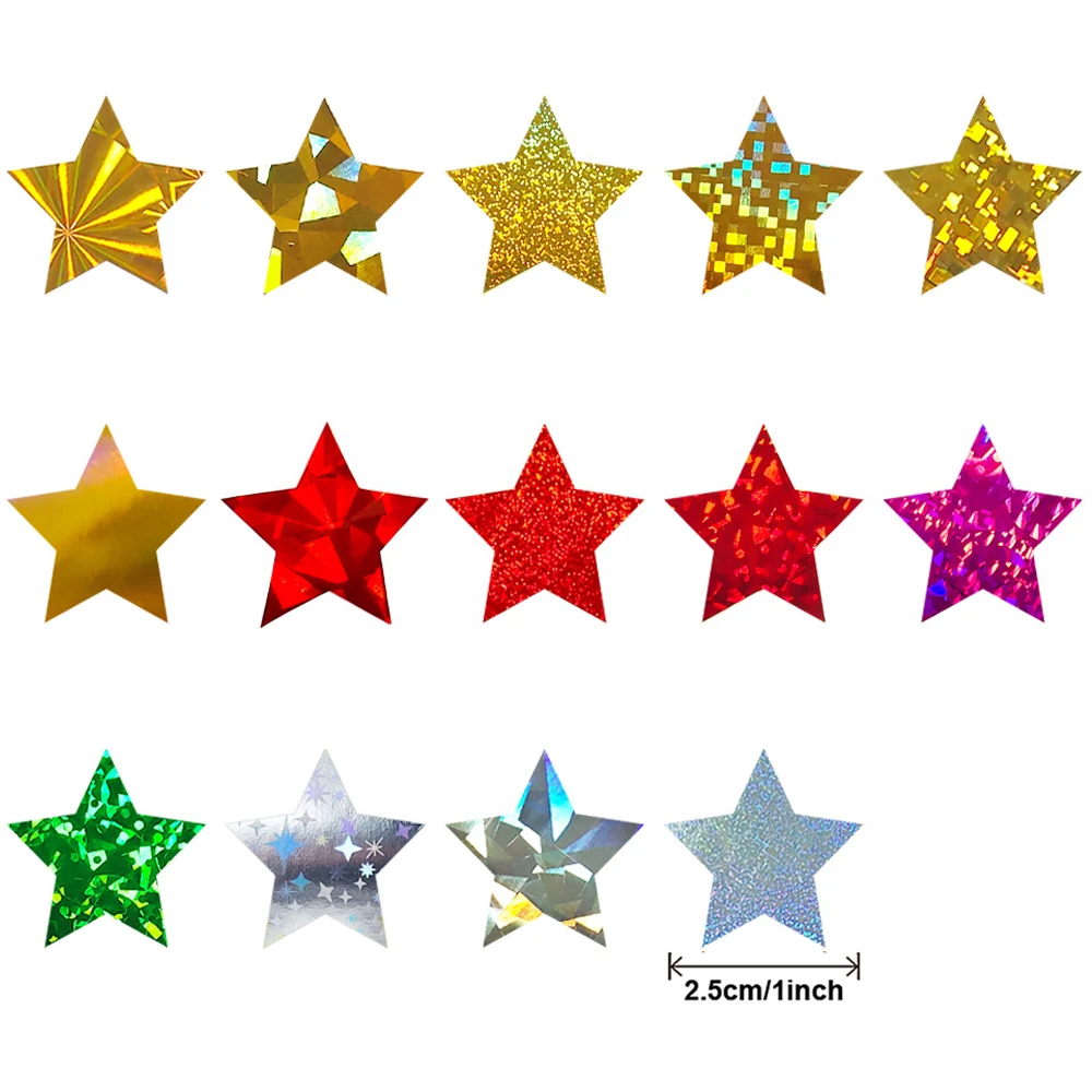 500pcs Glitter Star Stickers for Kids Reward Foil Star Adhesives Labels for Student Behavior Planner School Classroom Supplies