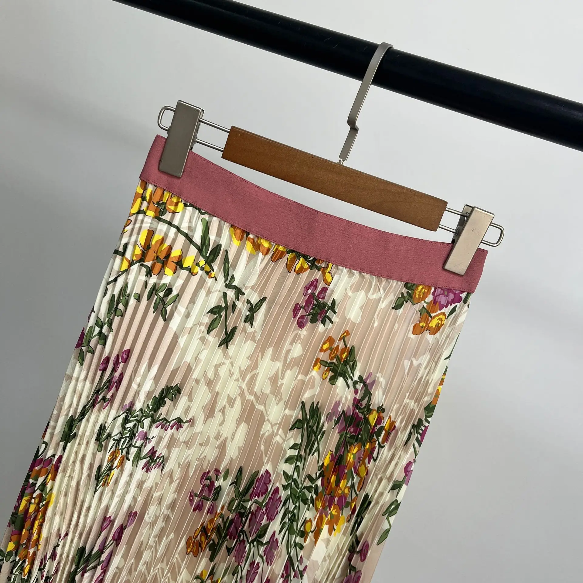 Falda Midi plisada de cintura alta estampada para mujer, faldas largas elegantes de temperamento, novedad de verano