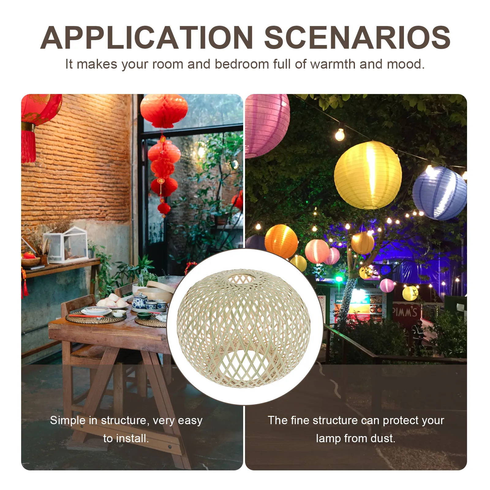 

1Pcs Bamboo Weaving Lampshade Simple Style Chinese Decor Ceiling Lamp Cover DIY Light Shade Warm Atmosphere Lampshade