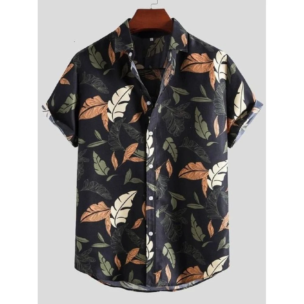 Men's Shirt Fashion Plant Flowers Graphic Pattern 3D Printed Short Sleeve Shirts Summer Hawaii Vacation Tops Casual Men Clothing