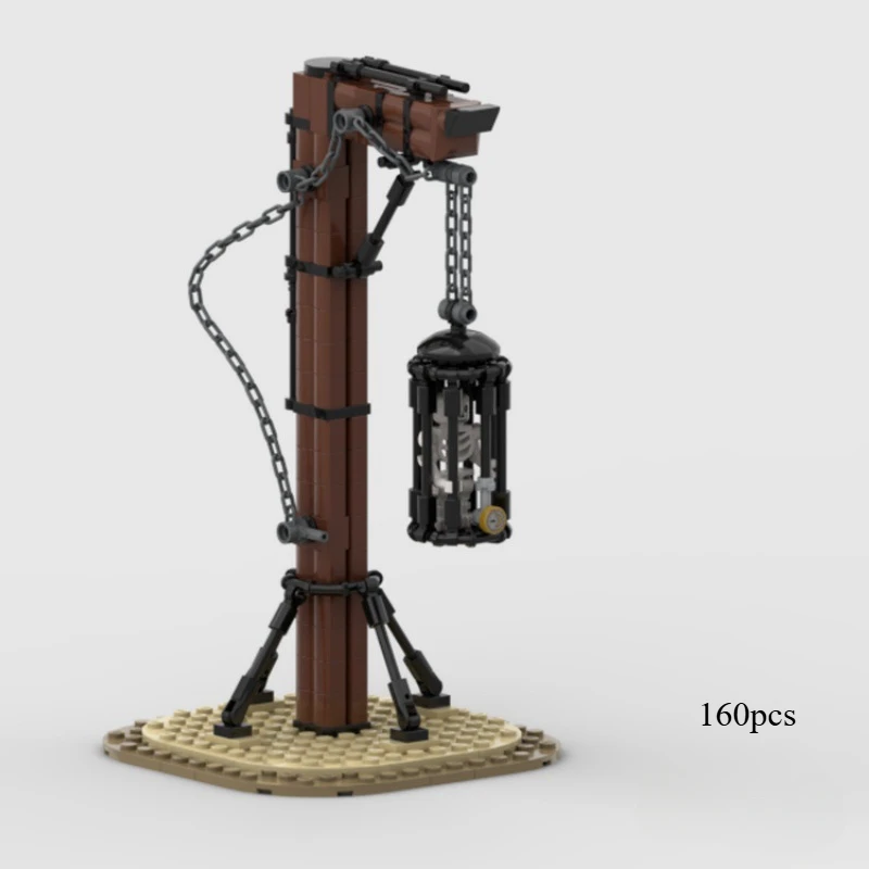 Moc Building Block Skeleton Man Hanging Cage Prison Model Assembled Toy Small Particle Set Children's Bricks Toy