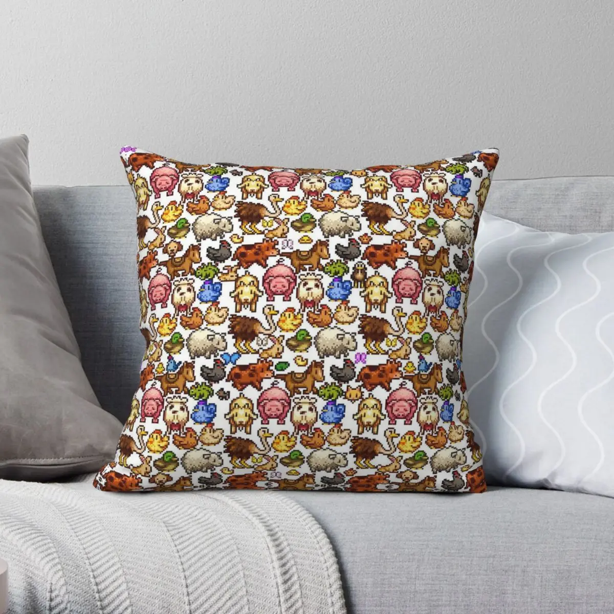 Stardew Valley Animals Square Pillowcase Polyester Linen Velvet Printed Zip Decor Pillow Case Room Cushion Case