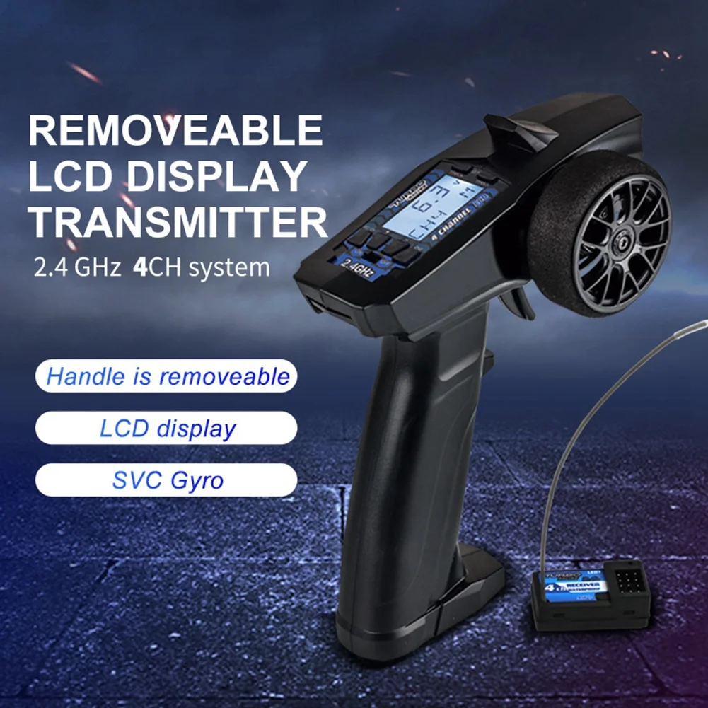 New Turbo Racing 2.4G 4CH Remote System Lcd Display Radio Transmitter Remote Control with Receiver for RC Car Auto Boat
