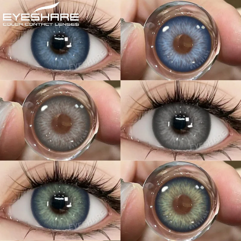 Eyeshare คอนแทคเลนส์สีธรรมชาติ1คู่สำหรับดวงตาสีเทาเลนส์สีฟ้าสวยนักเรียนปีแต่งหน้าสีเขียว