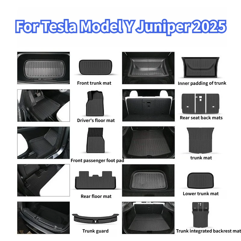 

For Tesla Model Y Juniper 2025 TPE Floor Mats Trunk Mat Left Driving Waterproof Non-Slip Floor Liners All-Season Car Accessories