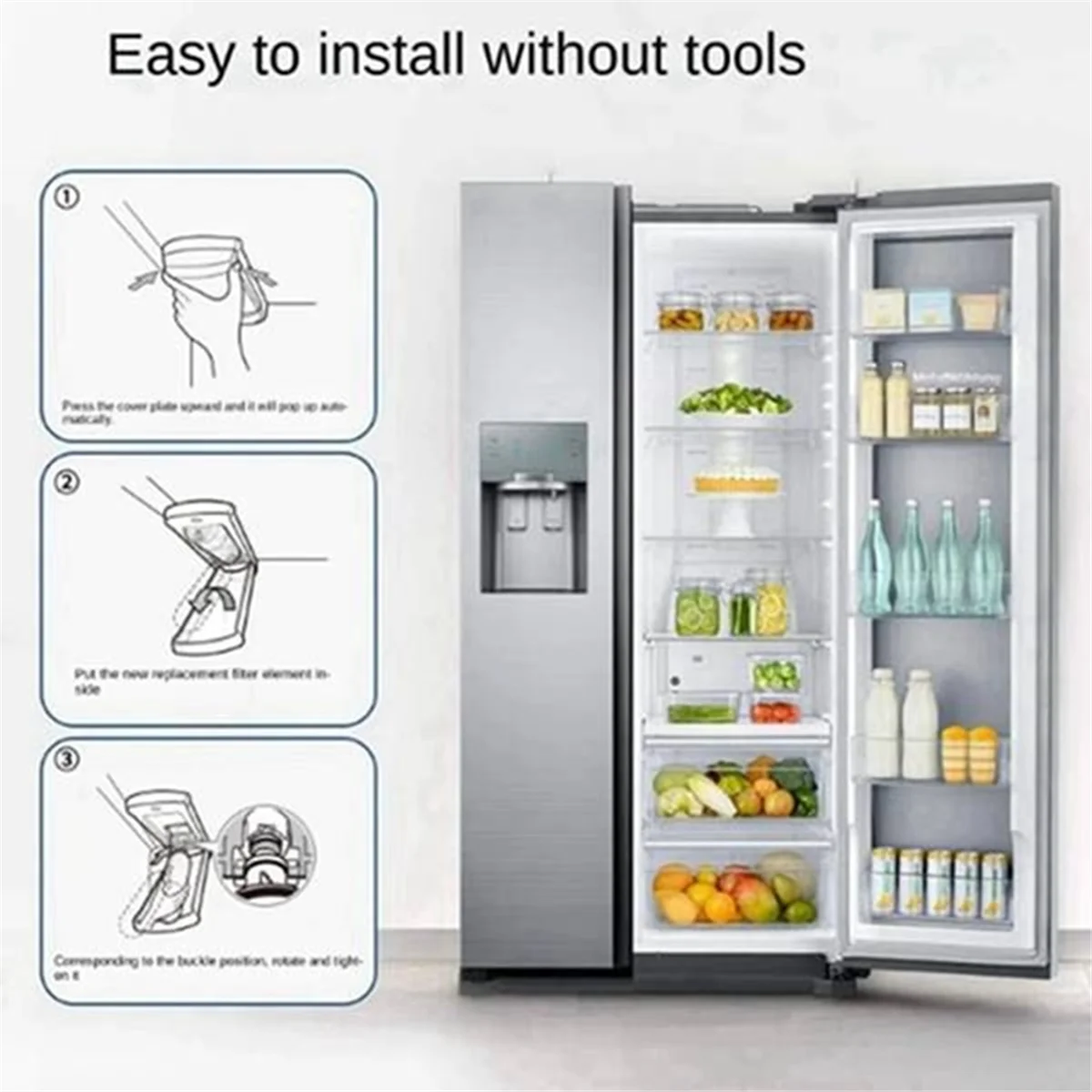 

A65Z 3 Pcs DA97-17376B Refrigerator Water Filter Refrigerator Filter Element 3 Layers of Effective Filtration