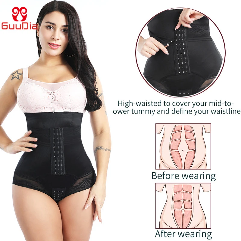 GUUDIA Tummy Control Panties Open Crotch Women Body Shapers Women Shapewear Slimming Panties Waist Trainer Postpartum Girdle Lac