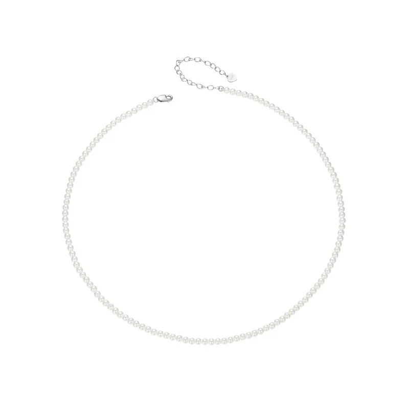 Women's 925 Sterling Silver Shell Pearl Beaded Necklace