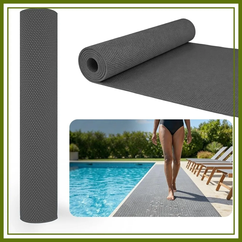 

13Ft x 3Ft Ground Pool Drainage Mat, 0.2 Inch Thick Non Slip Swimming Pool Flooring Protector, for Pool Indoor Outdoor