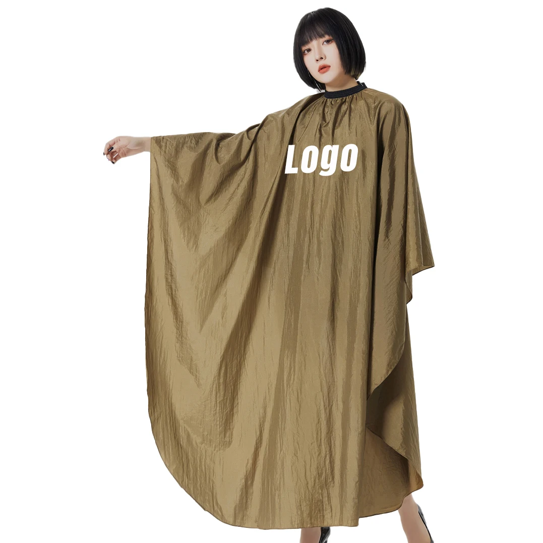 

Customize Logo Wrinkly Cloth Hairdressing Cape Haircut Robe Barber Hairdresser Style Apron Hairstylist Bib Extra Long 180cm 1799