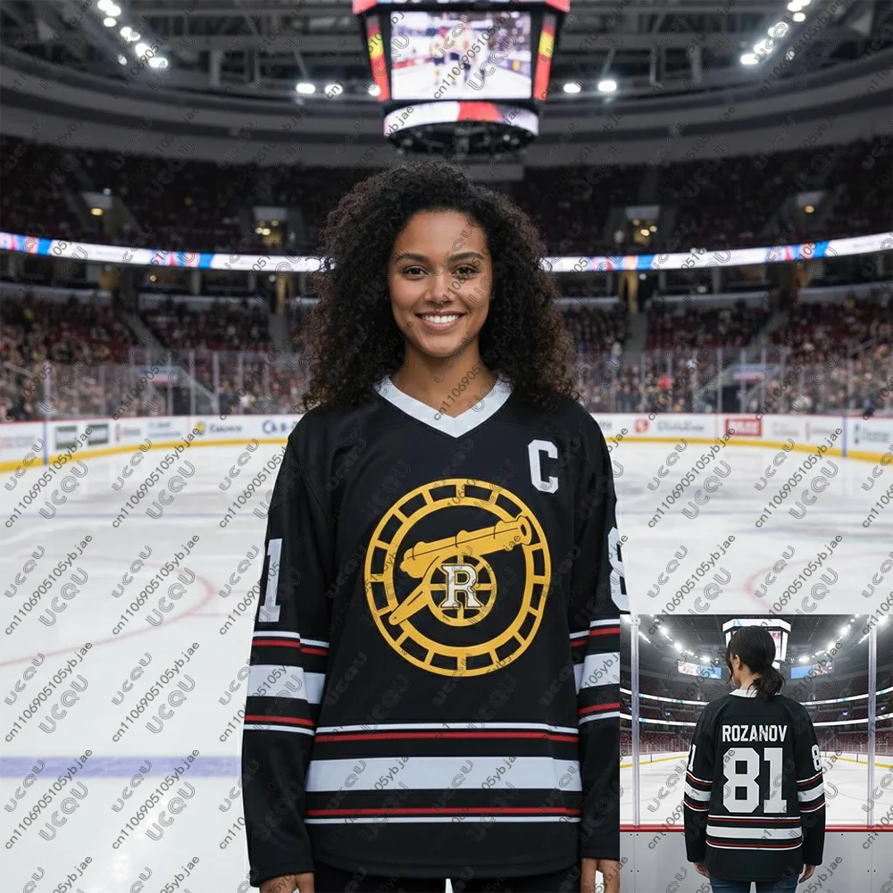 

Спортивная футболка для девочек и женщин, повседневная футболка с подогревом, Rivalry Ilya Rozanov 81 B-Boston Hockey Top Hollanov Hookey Jersey Raiders, одежда