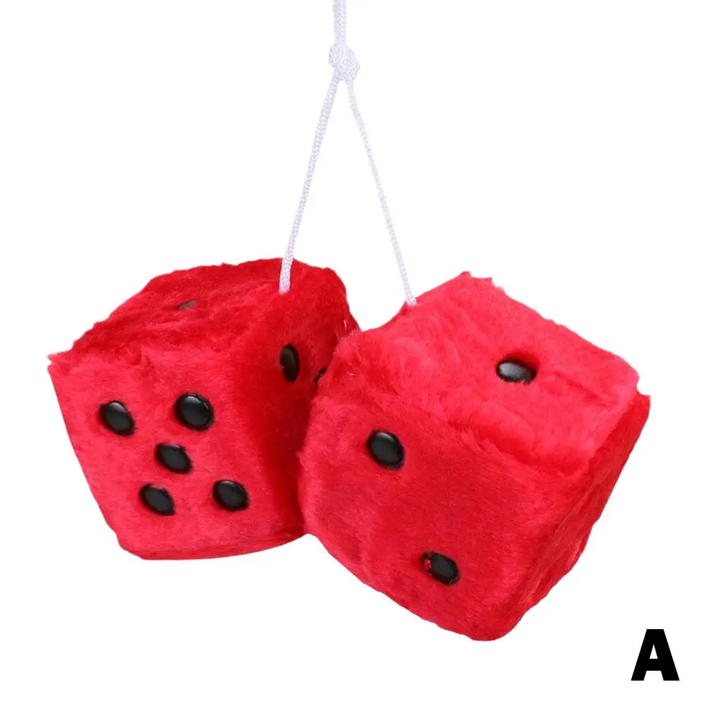Long Hair Dot Dice Plush Car Pendant